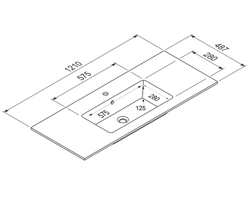 Badkamermeubelset NOBILIA Programma 2 BxHxD 121 x 59,1 x 48,7 cm Frontkleur eiken natuur met wastafelonderkast wit Greep zwart 286