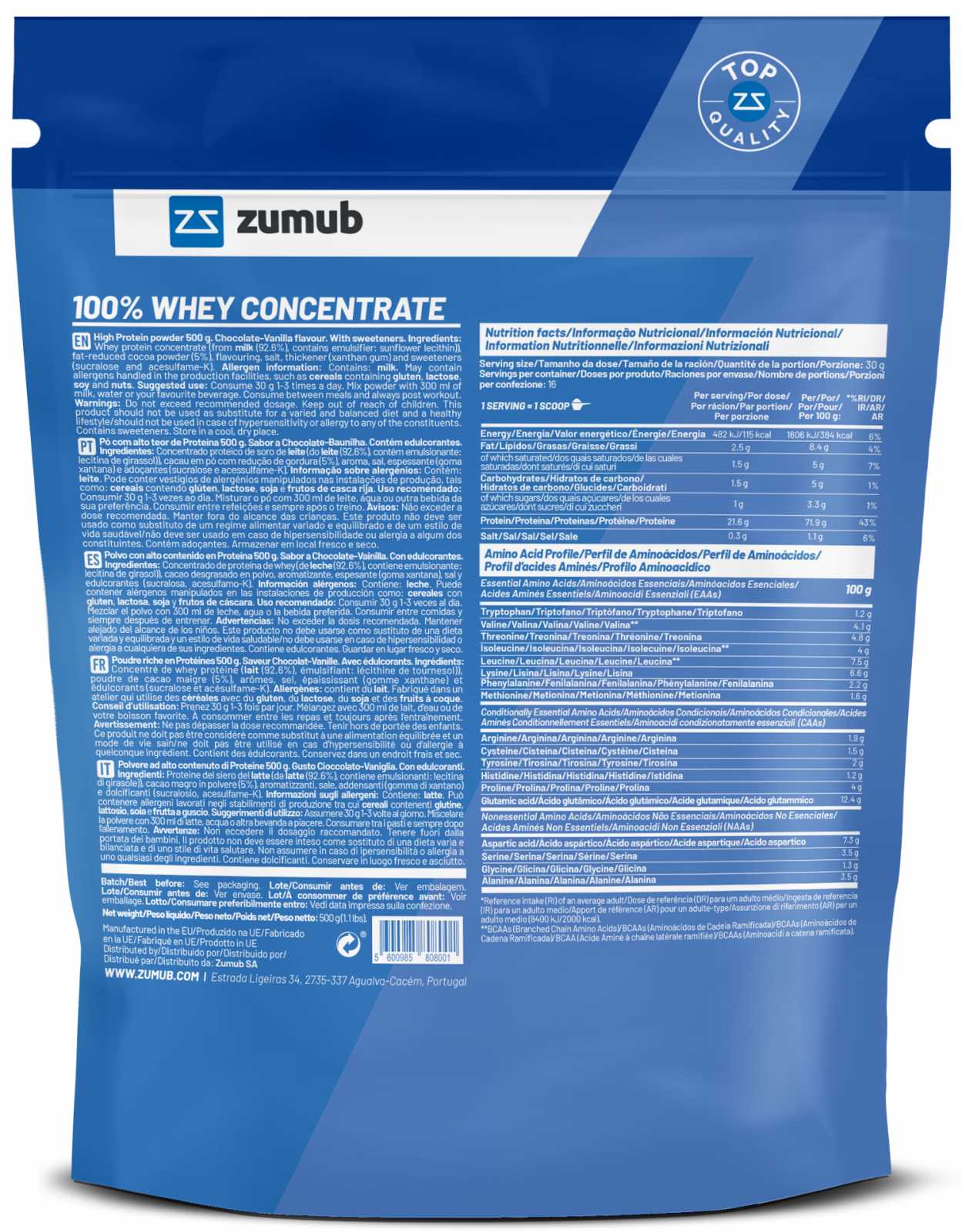 Zumub Concentrado de Soro de Leite 100% Puro 30g