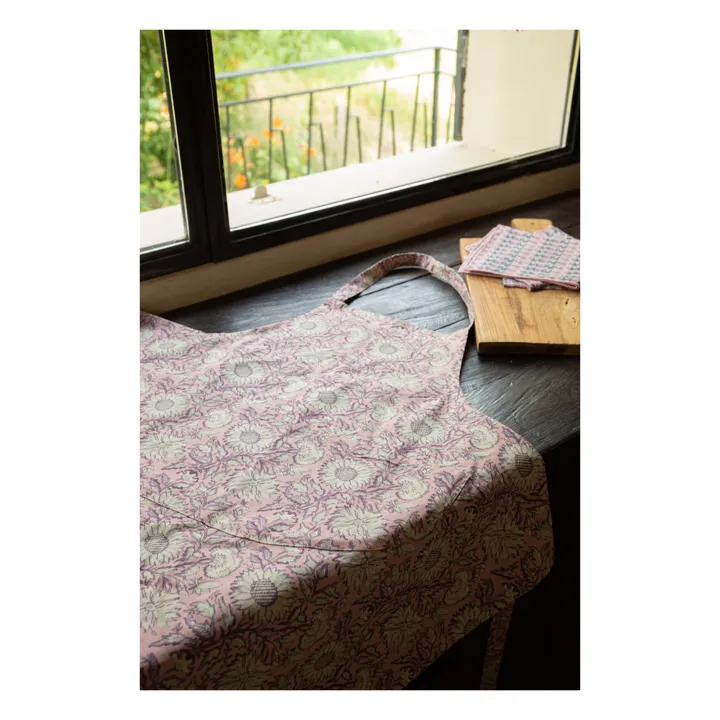 Louise Misha Tablier Mado en coton bio | Rose