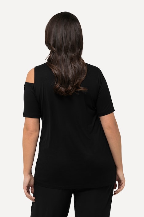 T-Shirt, Ziersteine, A-Linie, Cut-Outs, Halbarm