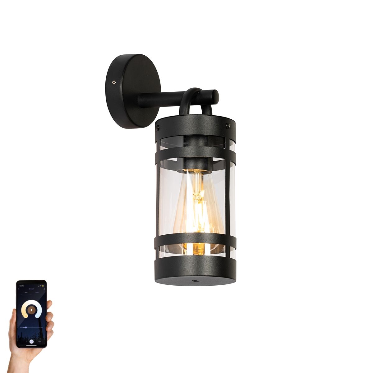 Smart buiten wandlamp zwart IP44 incl. Wifi A60 - Ruben