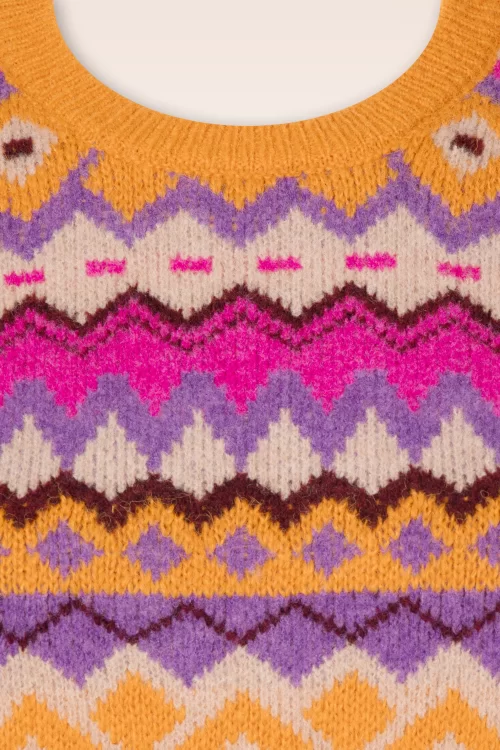 Surkana Jacqueline jacquard jumper in oranje en multi