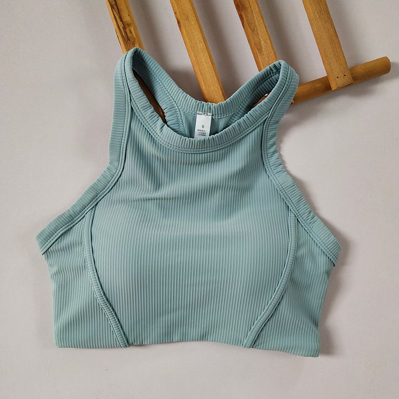 Runyz - Effen racerback sportbeha / Hoge taille contrasterende rand fietsbroek