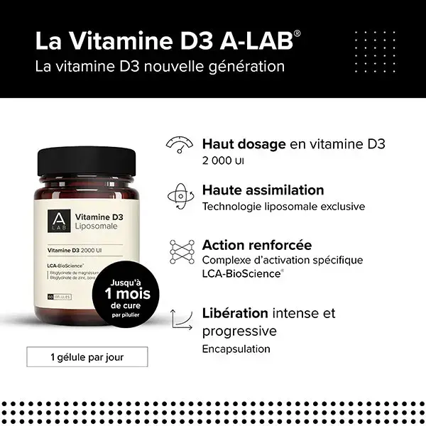A-Lab Vitamina D3 Lipossomal 2000 UI - Defesas Naturais, Imunidade - 60 cápsulas