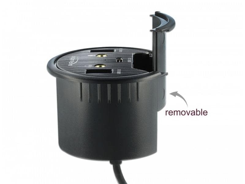 Delock Tisch-Hub USB 3.0 Typ A/C   HD Audio USB-/Audio-Hub für Tischplattenmontage: 3x USB und 2x HD-Audio