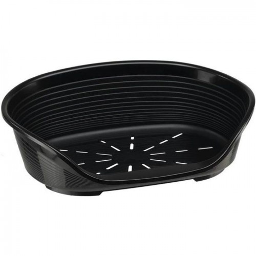 Cama de luxo para animais de estimação Ferplast, feita de plástico preto.