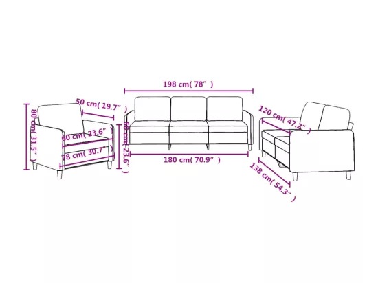 Ensemble de canapés 3 pcs avec coussins Gris clair Tissu