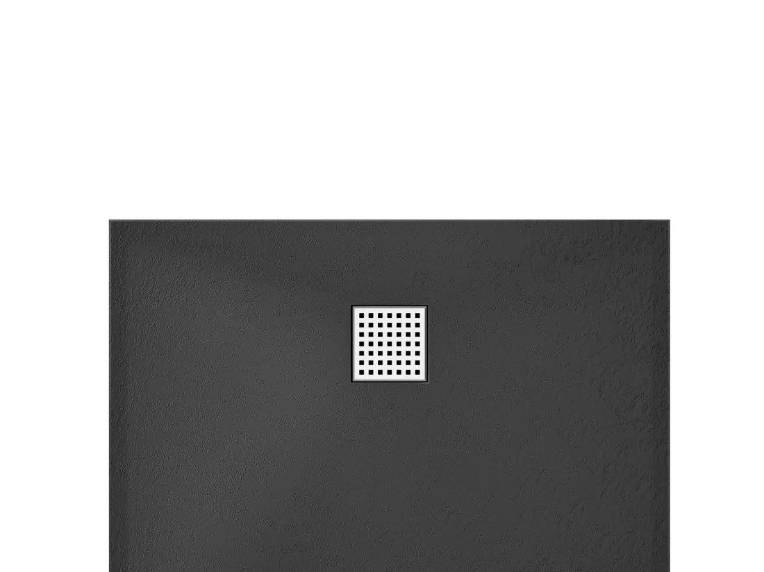 Receveur extra-plat à poser ou à encastrer découpable en résine SMC avec siphon - Noir - 120 x 90 cm - MIRNOSA