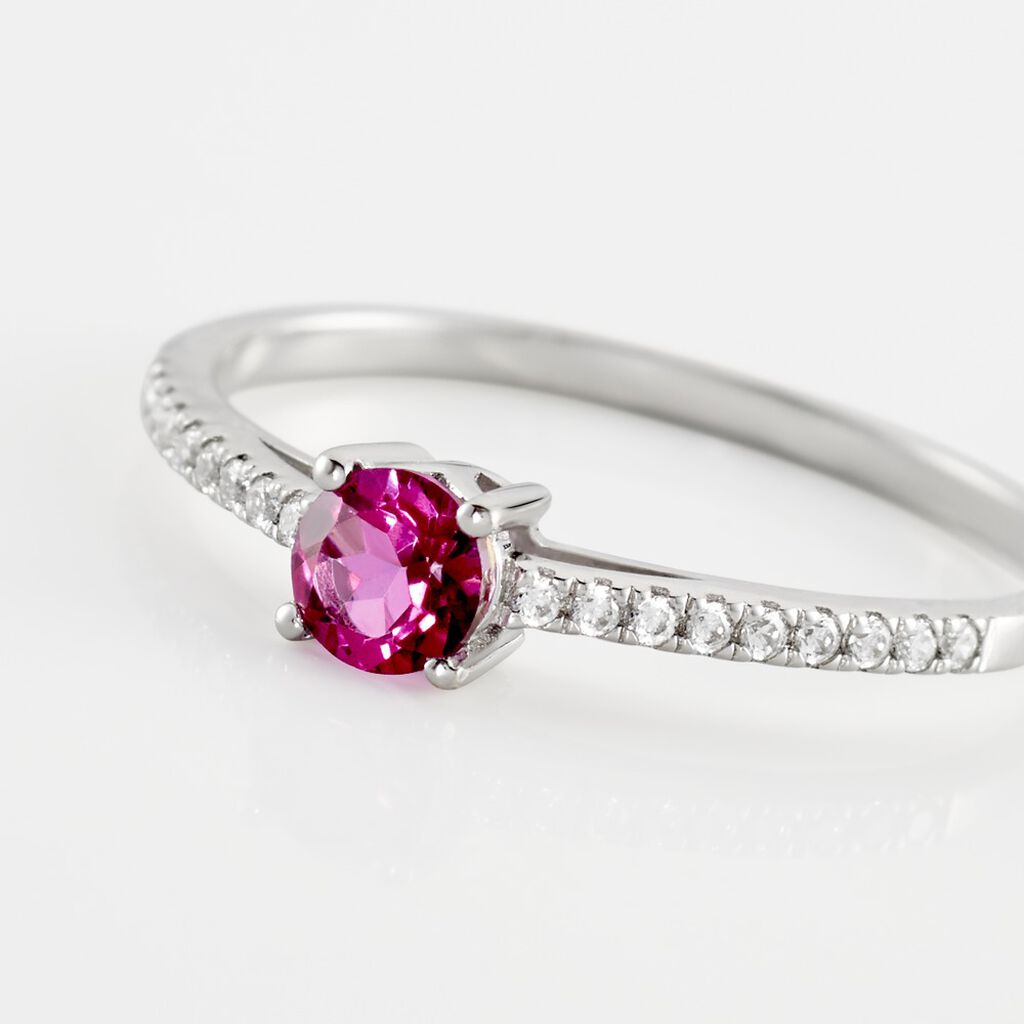 Bague Nagib Or Blanc Topaze Rose Oxyde De Zirconium