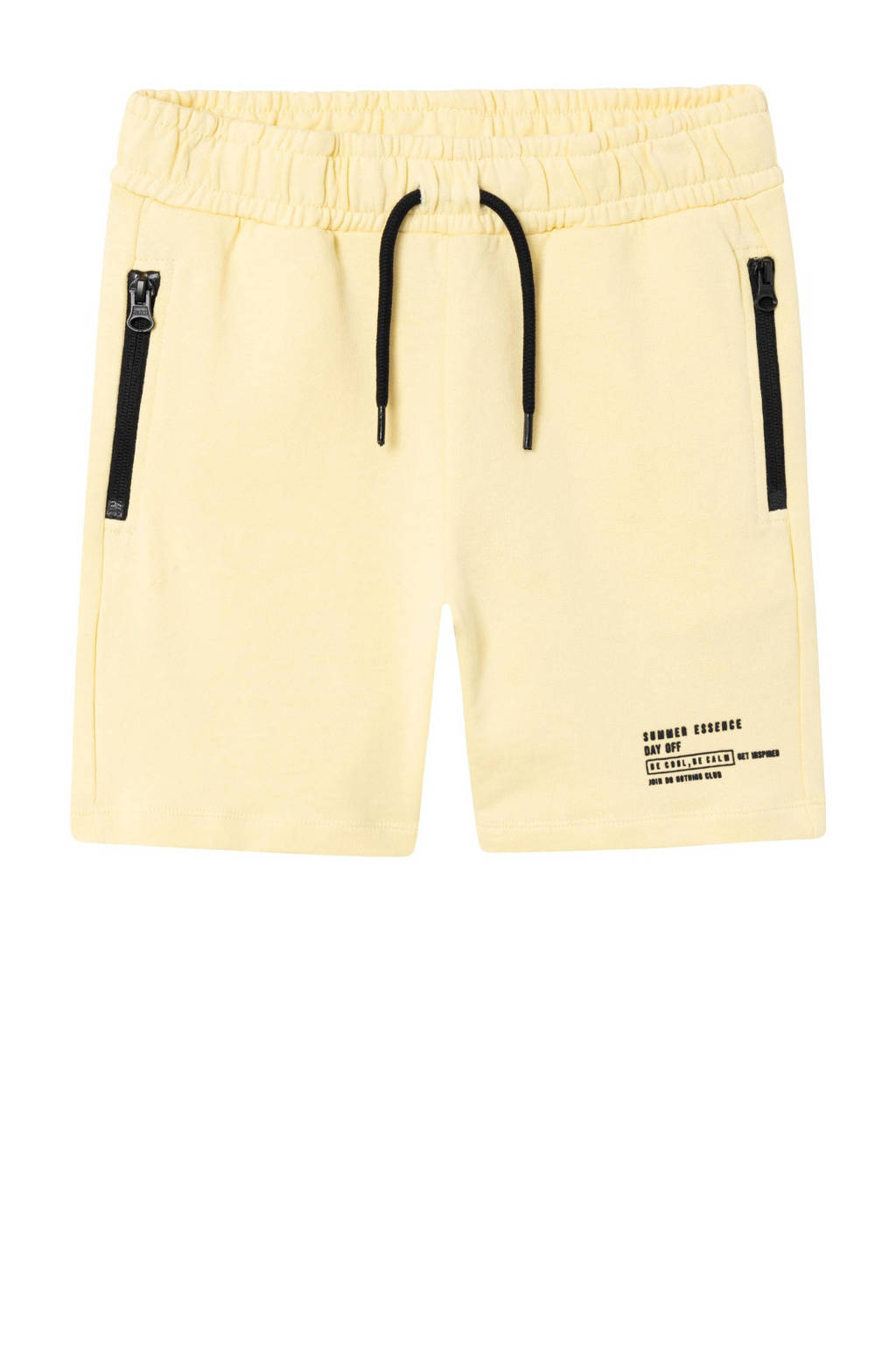 NAME IT sweatshort NKMHAVNE met tekst lichtgeel