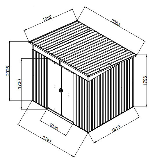 Abri de jardin métal puits de lumière, 4,59 m²