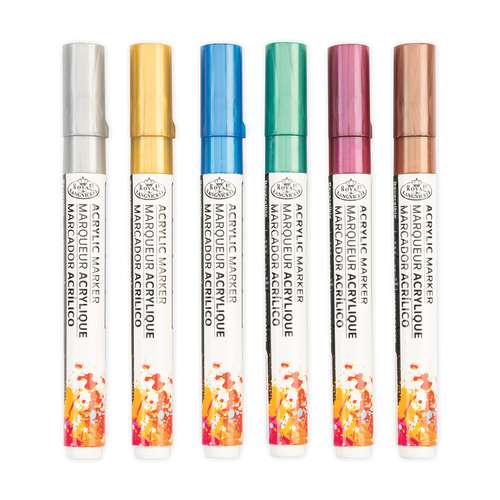 Royal & Langnickel® ACRYLIC MARKER – 6er-Sets, Reversible Tip