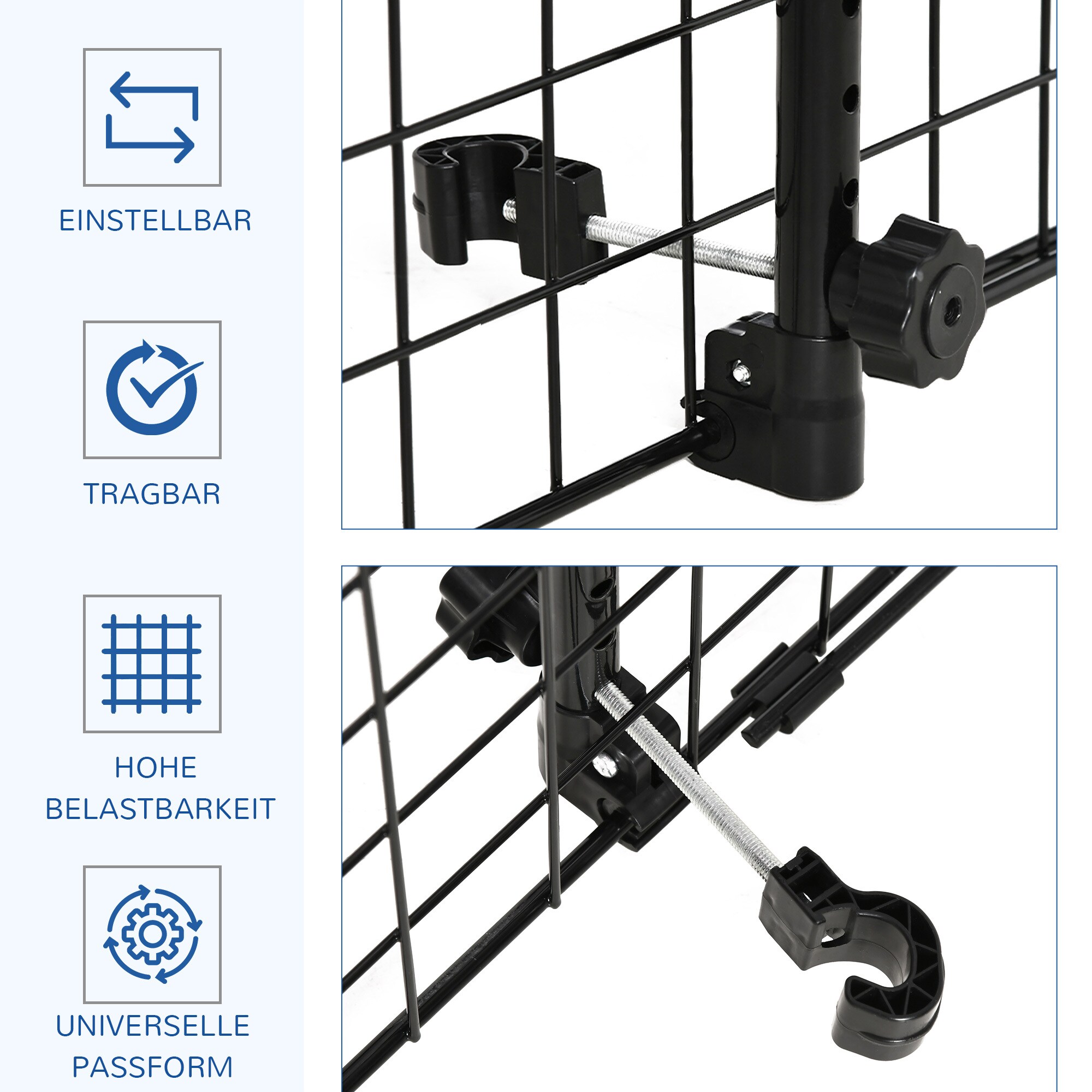 PawHut Auto Hundeschutzgitter mit Verstellbarkeitfunktion schwarz 91-152B x 30H cm