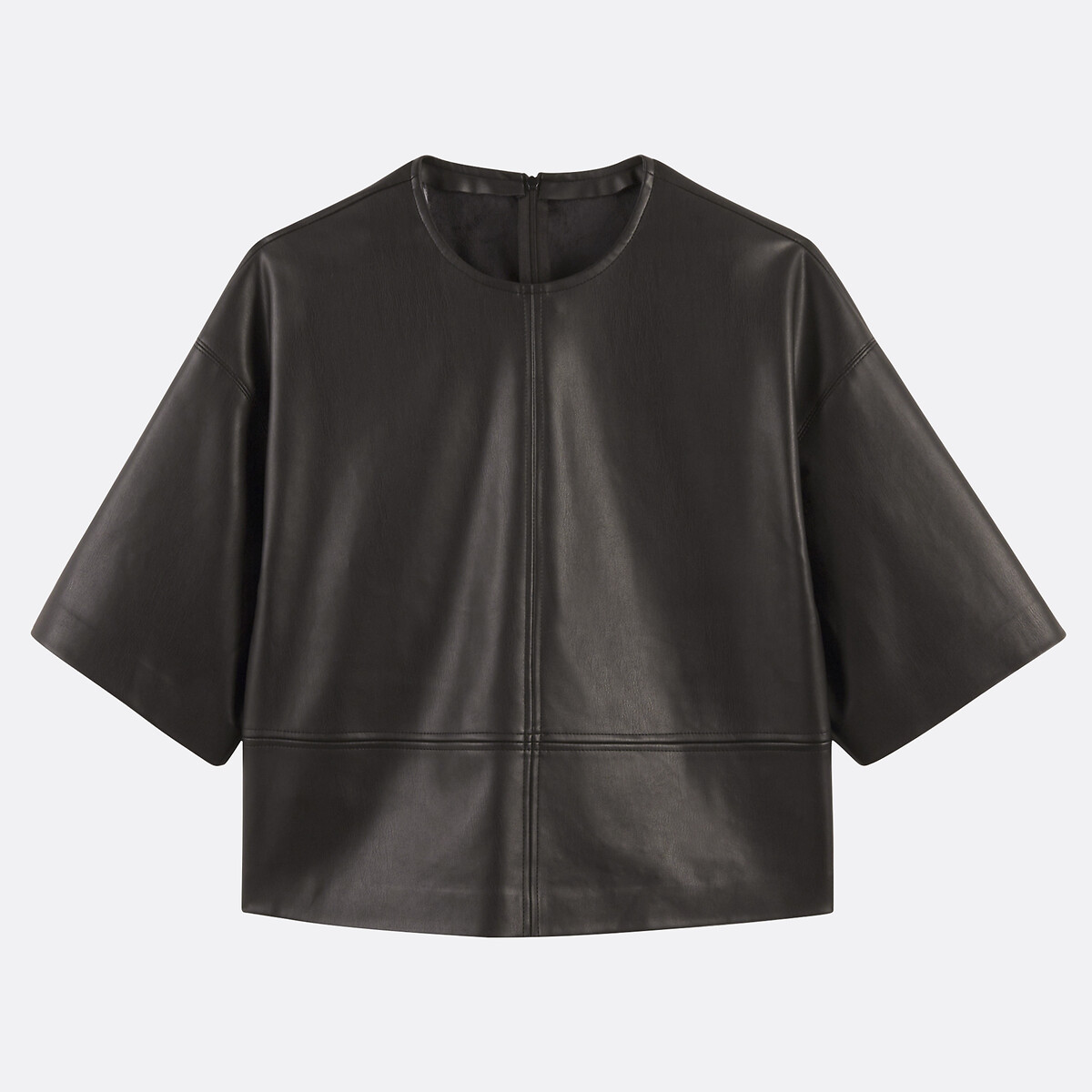 COLEÇÃO LA REDOUTE<br>Blusa em tecido sintético com decote redondo e mangas 3/4