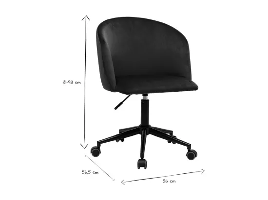 Chaise de bureau à roulettes en tissu velours bleu pétrole et métal noir VANITY