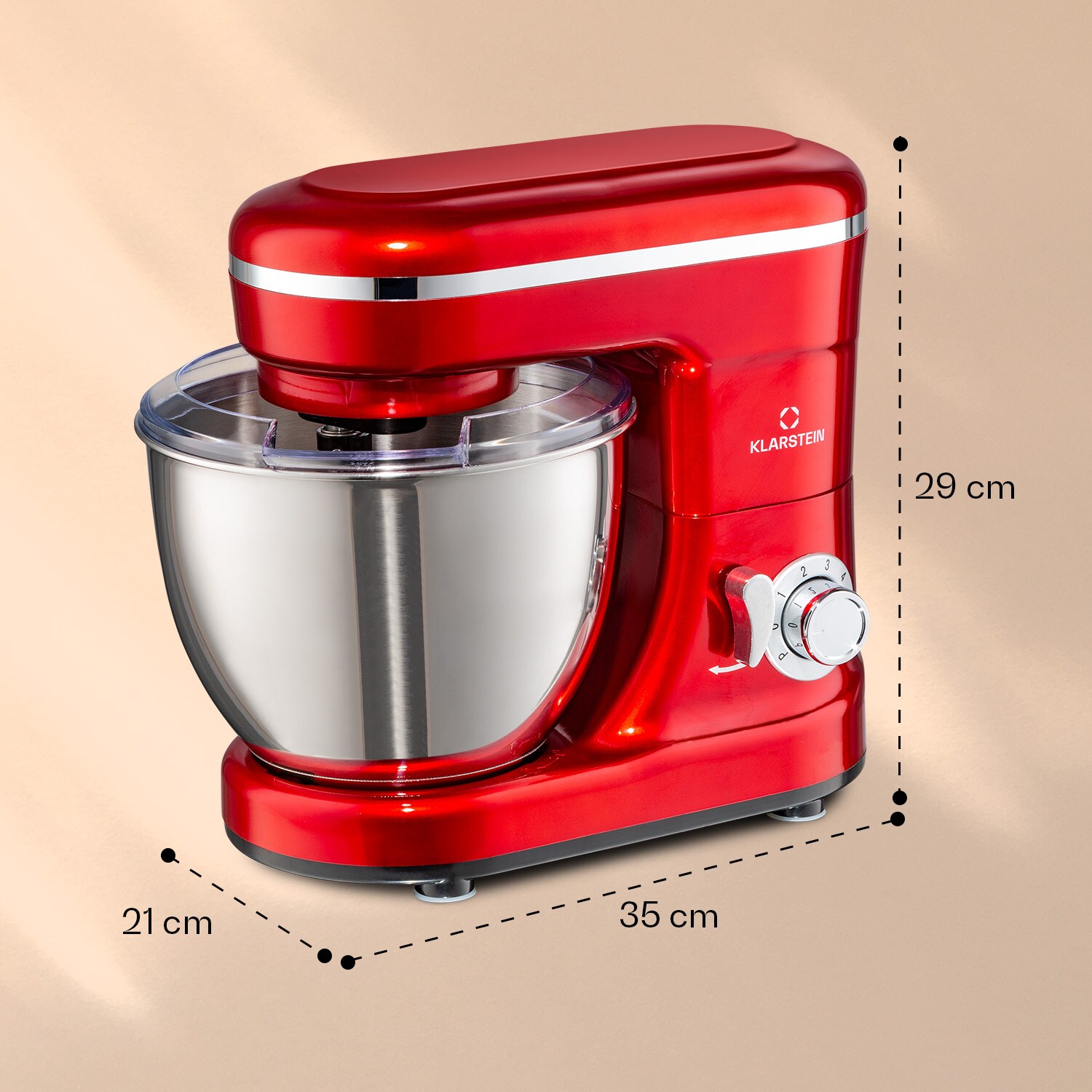 Bella Mini Rührmaschine 1200 W 6 Stufen 4 Liter Edelstahl Pulsfunktion