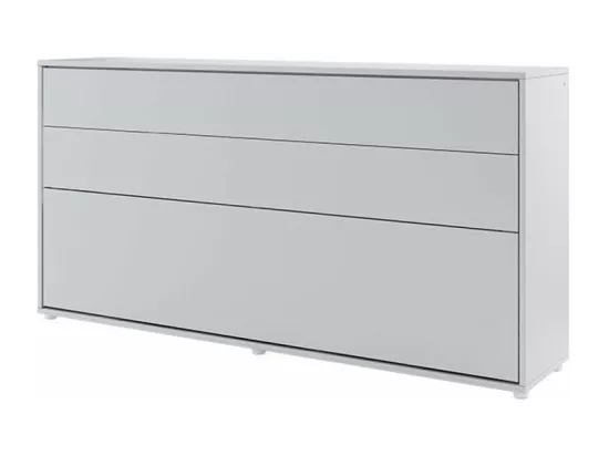 Lit escamotable horizontal avec étagères gris mat Noby 90x200-
