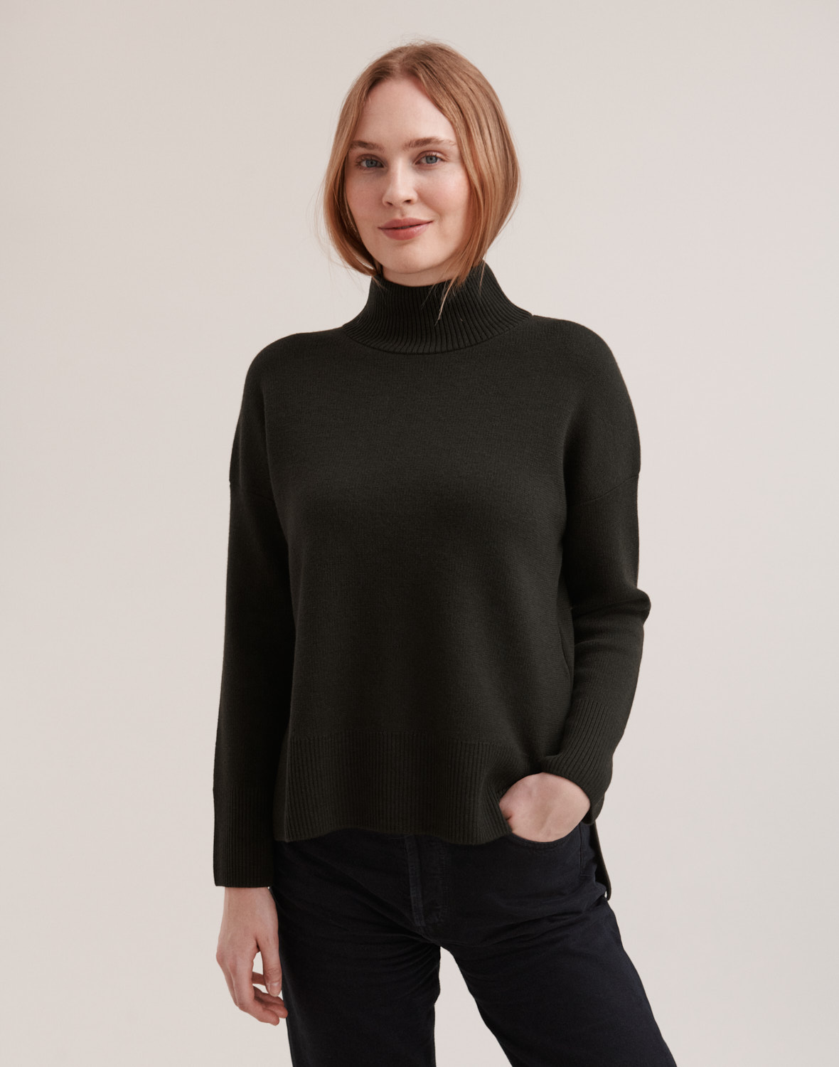 Sweater met hoge hals van merinowol voor dames
