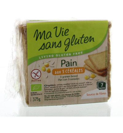 Ma Vie Sans Gluten Brood 3Granen Glutenvrij Bio (375 gr)