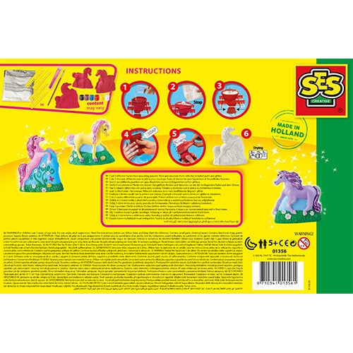 Ses creative gips- en verfpakket - glitter paarden - 3st