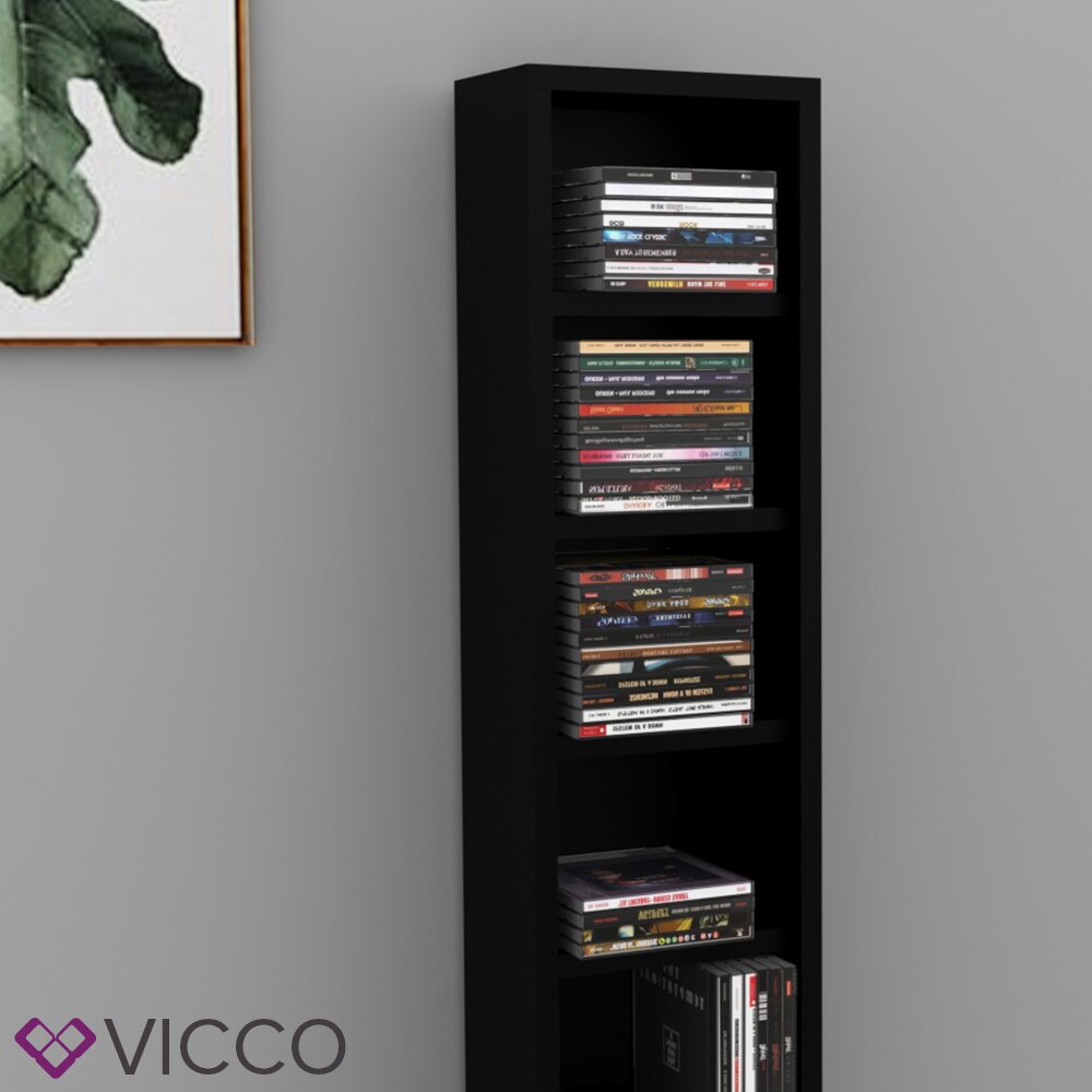 VICCO CD Regal DVD Ständer Schwarz Wandregal Hängeregal Bücherregal Bürorega