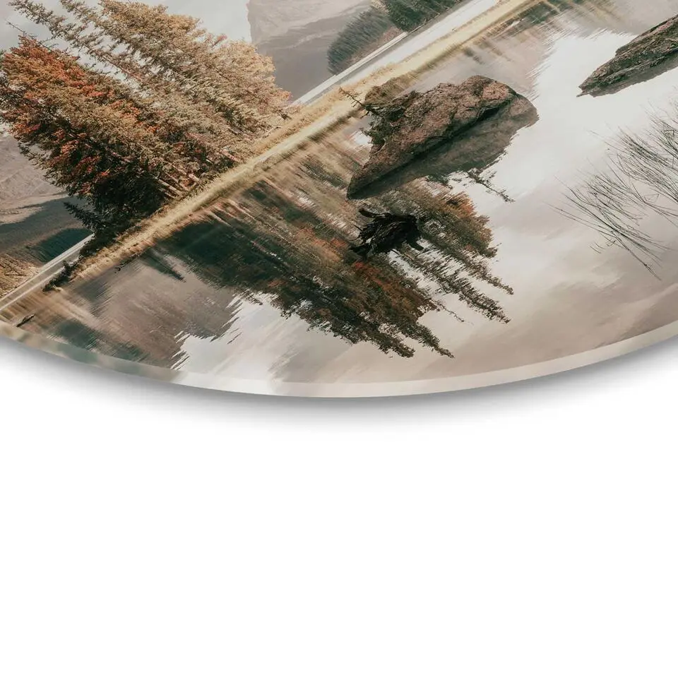 Glasschilderij Landschap in de bergen - Ø 70cm - Groen