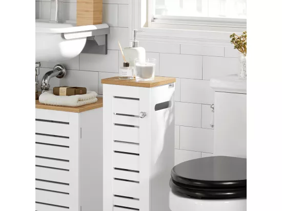 Porte Papier Toilette Vertical Support Papier ToiletteArmoire Toilettes, BZR85-W