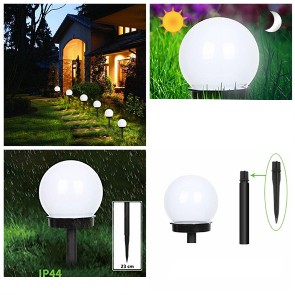 (2er Set) Runde LED Solar Lampe Outdoor Gartenleuchte mit Dämmerungssensor   Erdspiess (IP44) - Kaltweiss