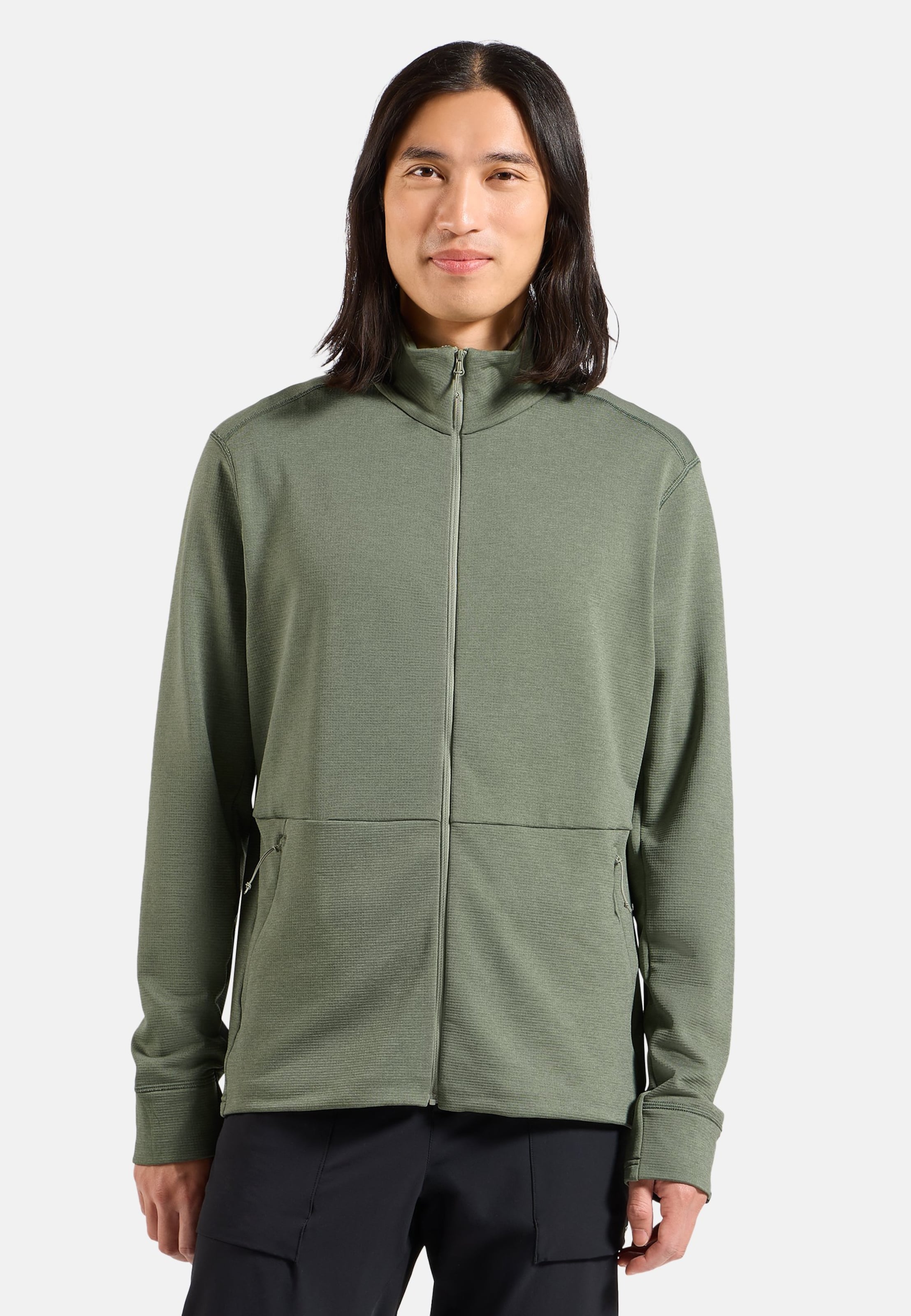 Essentials Multisport Mid Layer aus Grid-Fleece mit Reissverschluss in shadow melange