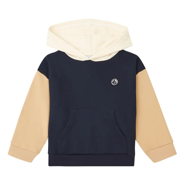 Petit Bateau Sweat à Capuche Bicolore | Bleu marine