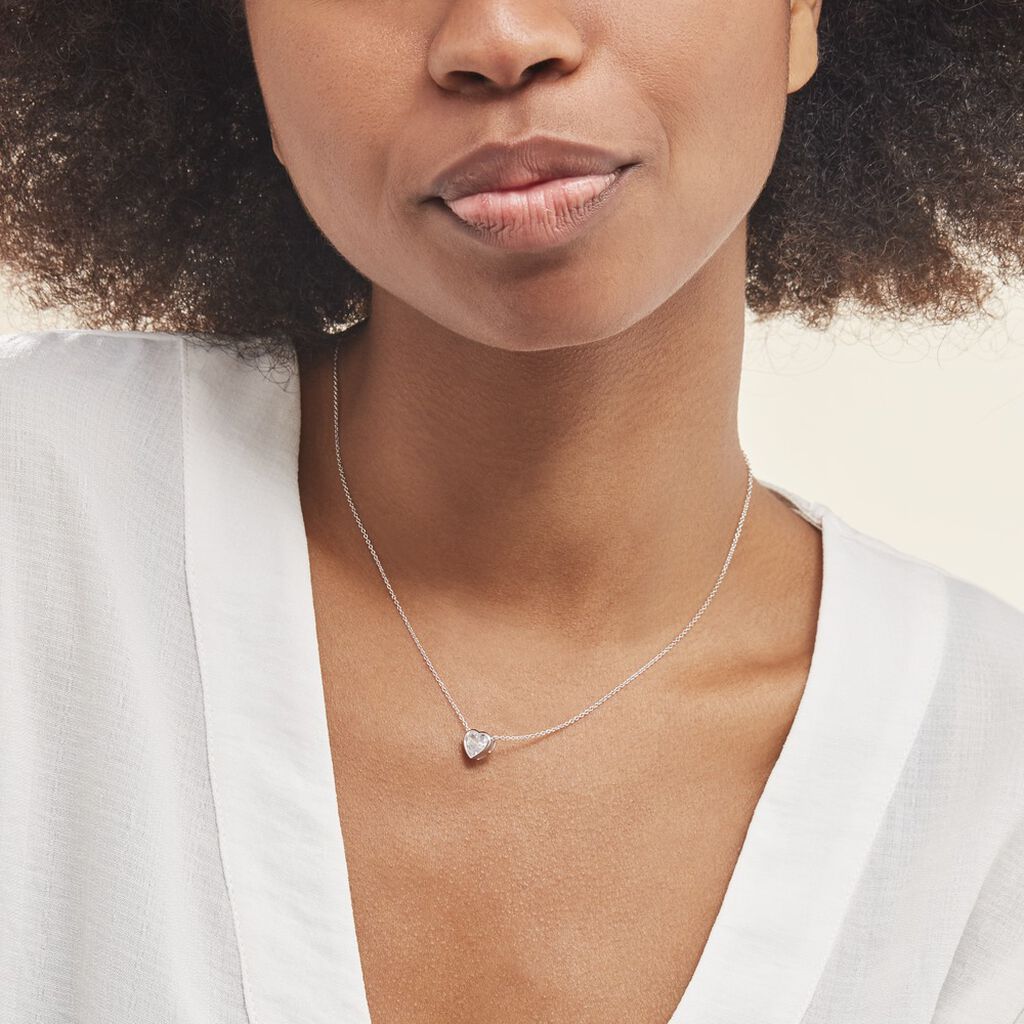Collier Argent Dahud Oxyde De Zirconium