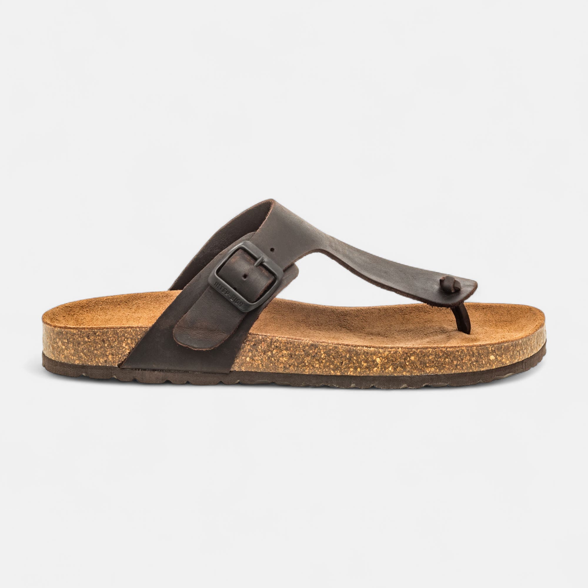 Mules semelle liège Homme en cuir marron