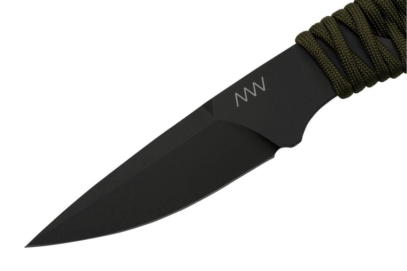 ANV Knives P100 Sleipner Cerakote, Olive Paracord, P100-039, Black Kydex Sheath, nekmes