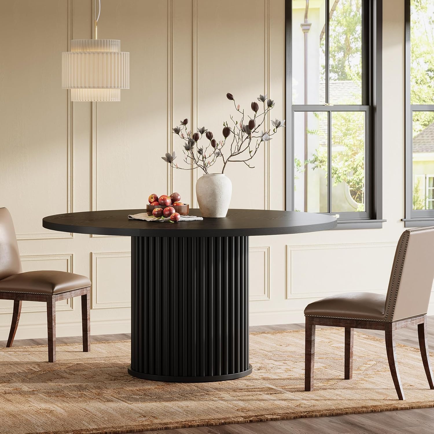Tribesigns Esstisch Rund, 120cm Esstisch Schwarz für 4 Personen, Esszimmertisch Mit Stabilem Metallgestell, Moderne Esszimmermöbel