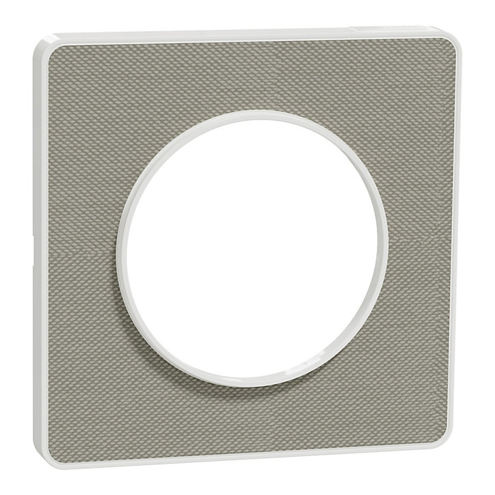 Plaque de finition 1 poste Odace Touch Kvadrat Schneider Electric tissu perle et liseré blanc