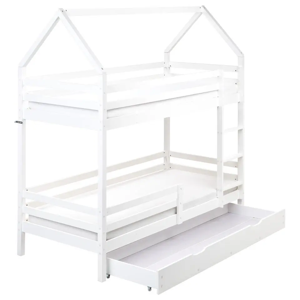 GIRGOLS - Stapelbed met opbergruimte - Wit - 90 x 200 cm - Dennenhout