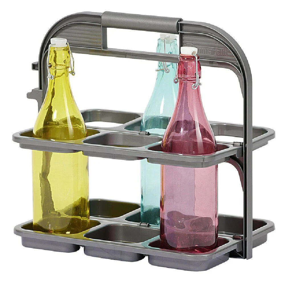 Range bouteille pliable gris 6 emplacements