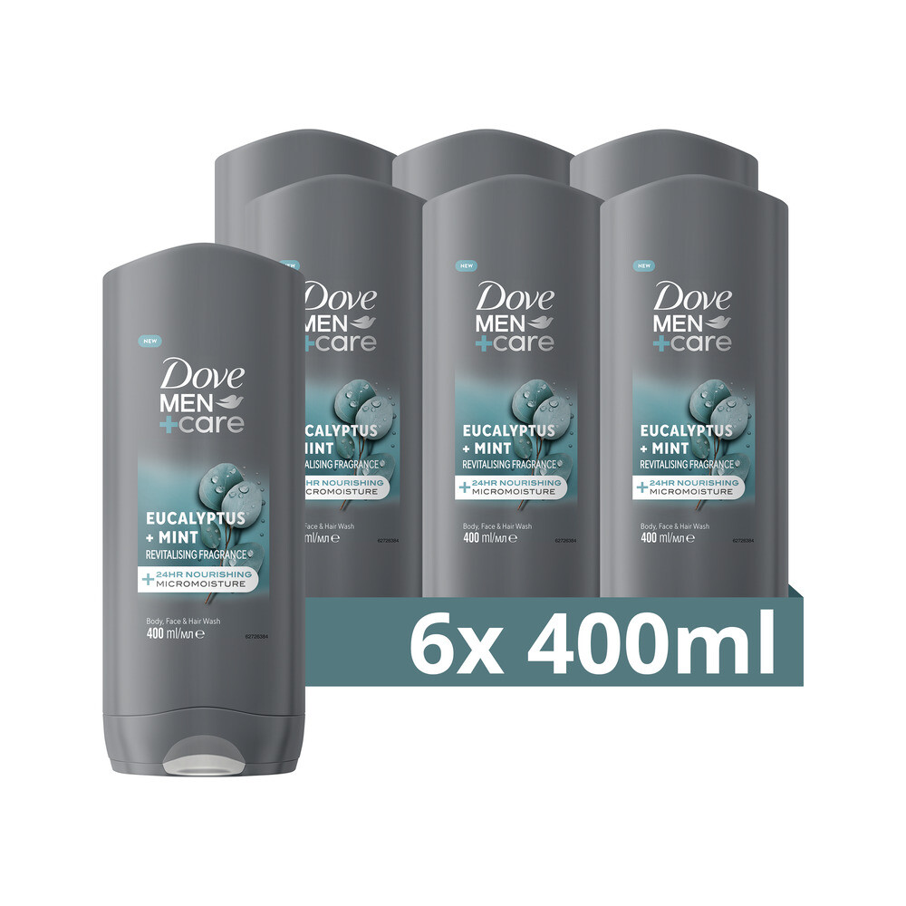 6x Dove Douchegel Men+ Care Eucalyptus + Mint400 ml