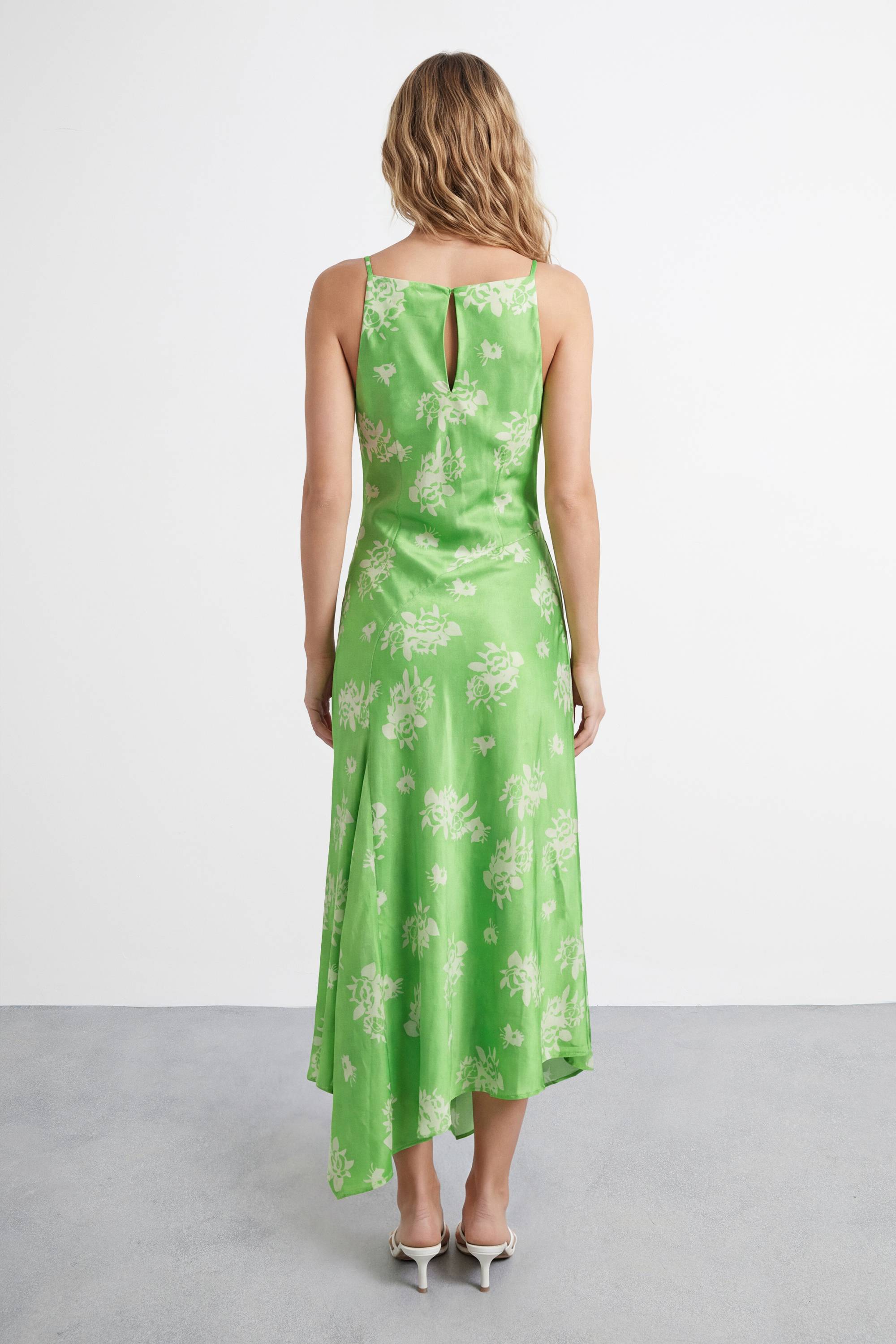 Warehouse Robe Longue Biais À Imprimé Fleuri Avec Détails De Coutures Et Encolure Dos Nageur