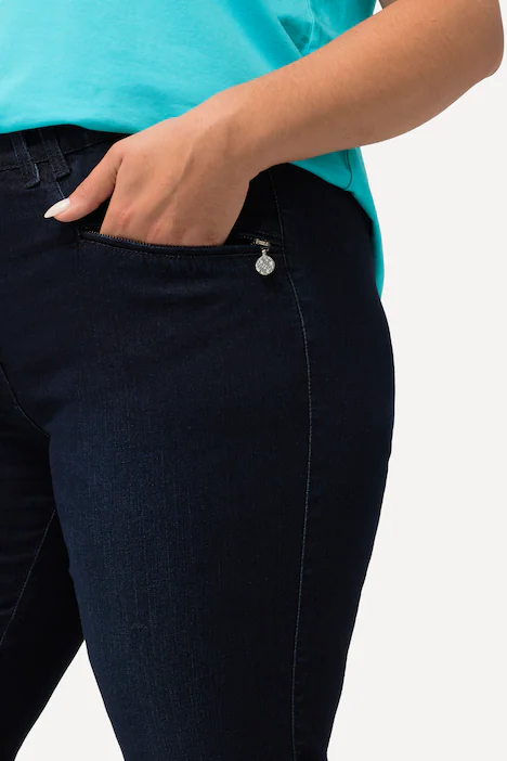 7/8-Jeans Mony, Elastikbund, Reißverschlusstaschen, rinsed wash
