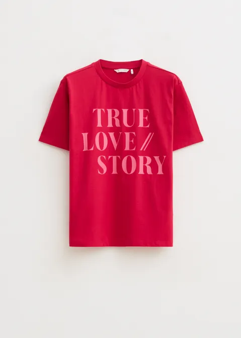 T-shirt met print true love paars (FUCHSIA)