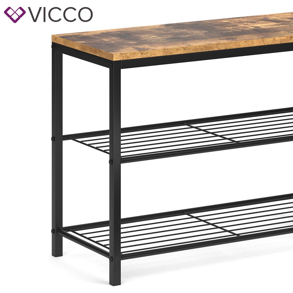 VICCO Schuhbank FYRK Schuhregal 70cm Schuhschrank Sitzfläche Sitzbank 2 Ablagen