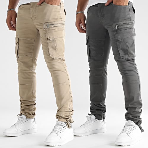 Lot De 2 Pantalons Cargo 1749 1845 Beige Gris