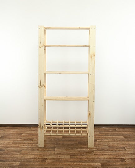 PROREGAL Houten Plank Woodland HxBxD 166 x 80 x 30 cm Plankbelasting 120 kg 4 planken & 2 flessenrekken Grenenhout Naturel