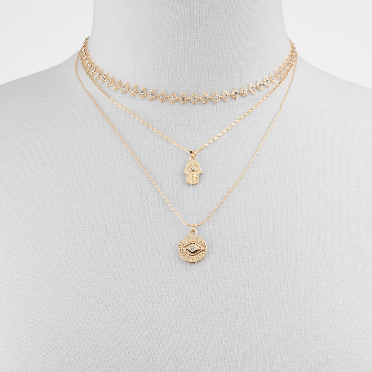 Legardomwen Gold-Clear Multi Women Necklaces