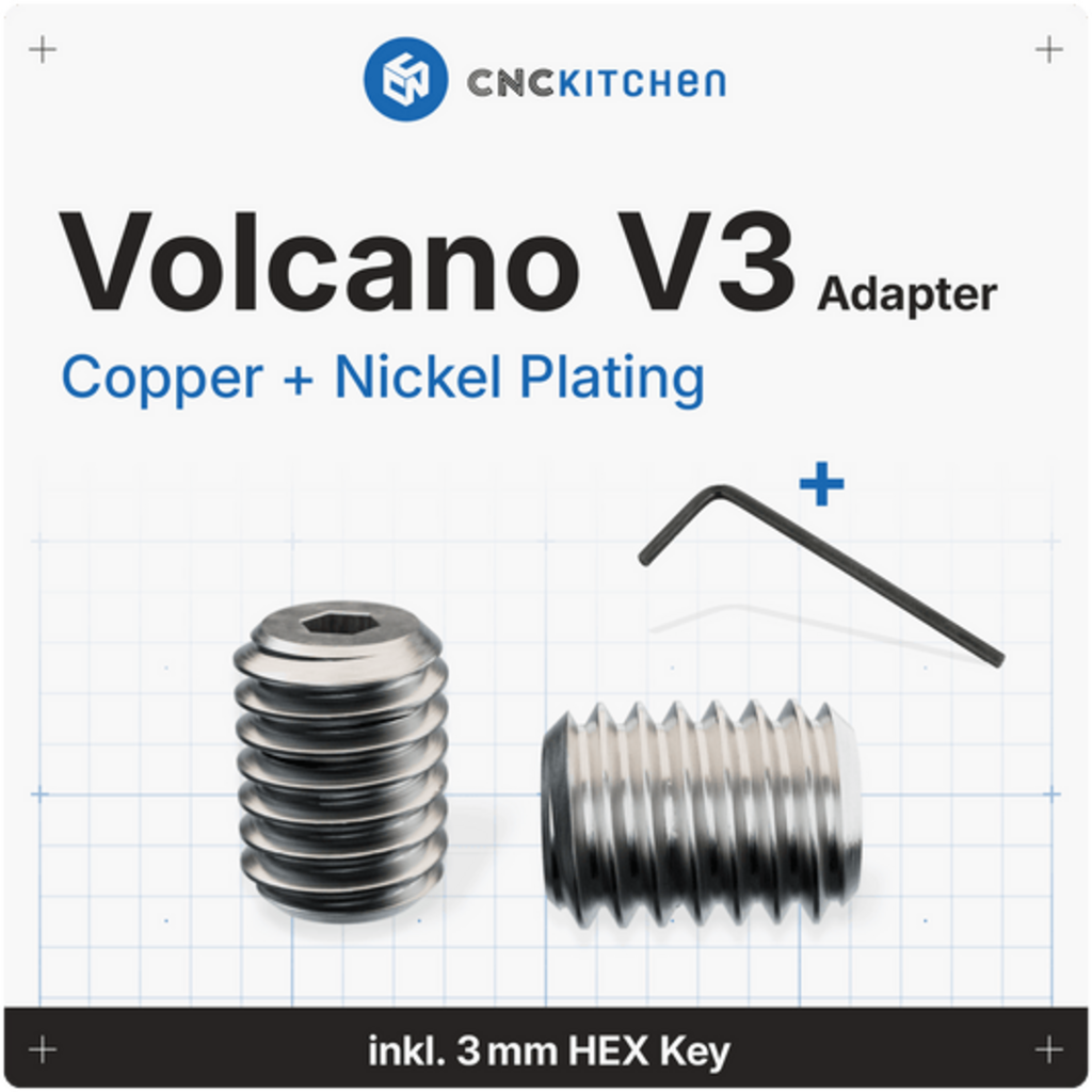 CNC Kitchen  Volcano Adapter V3    Adapter für die Aufrüstung eines Volcano-Hotends mit einer V6-Düse