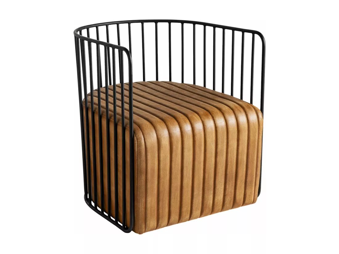 Fauteuil en peau marron en 59x59x64 cm