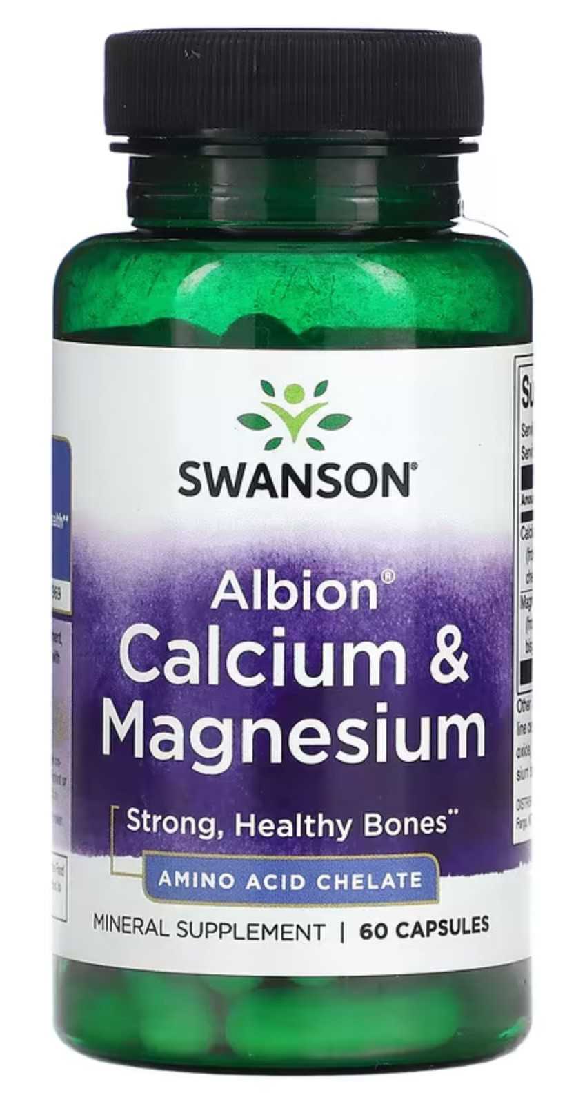 Swanson Albion Cálcio e Magnésio Quelatados - 60 Cápsulas