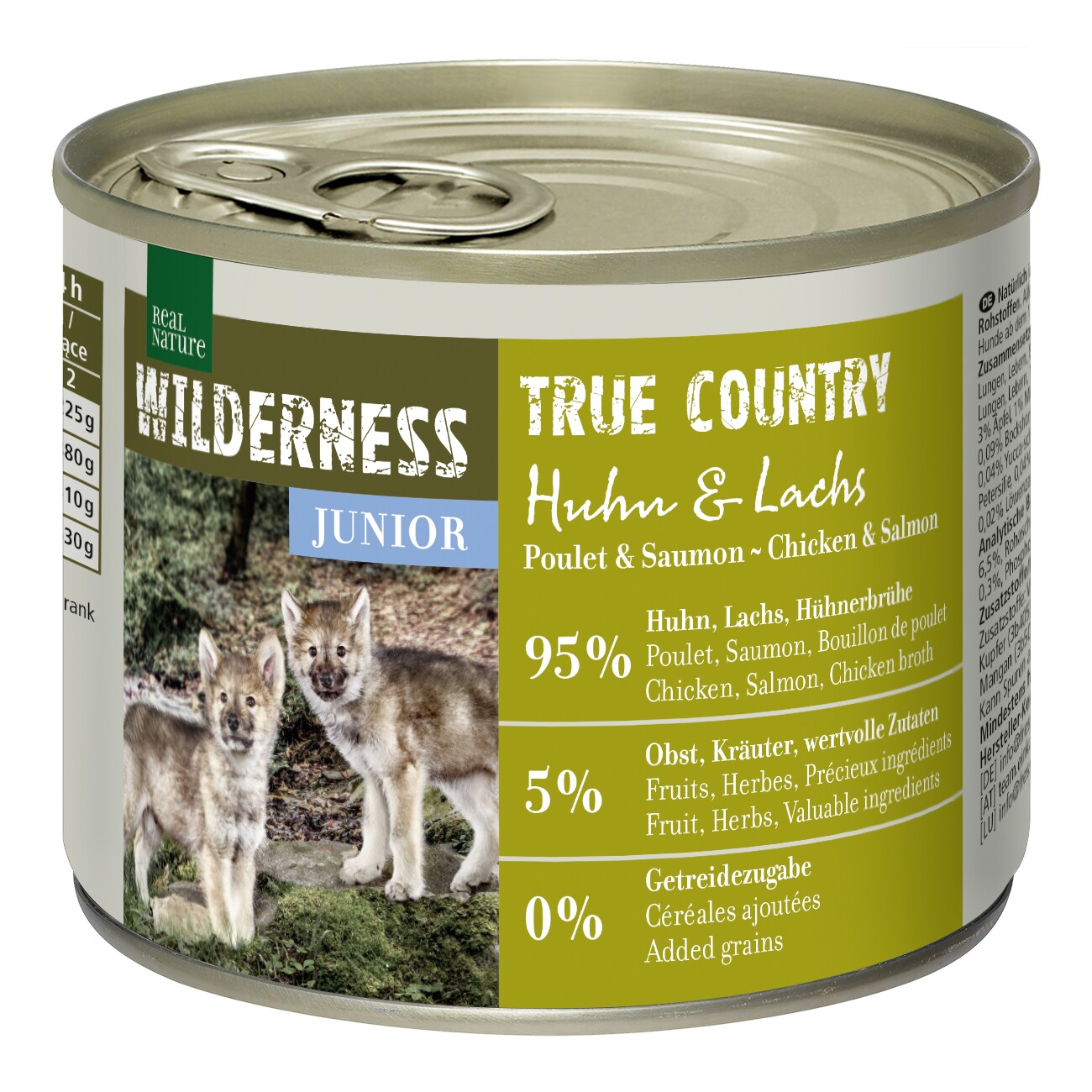 REAL NATURE WILDERNESS Nassfutter Hund, Junior, True Country, Huhn und Lachs 6x200 g