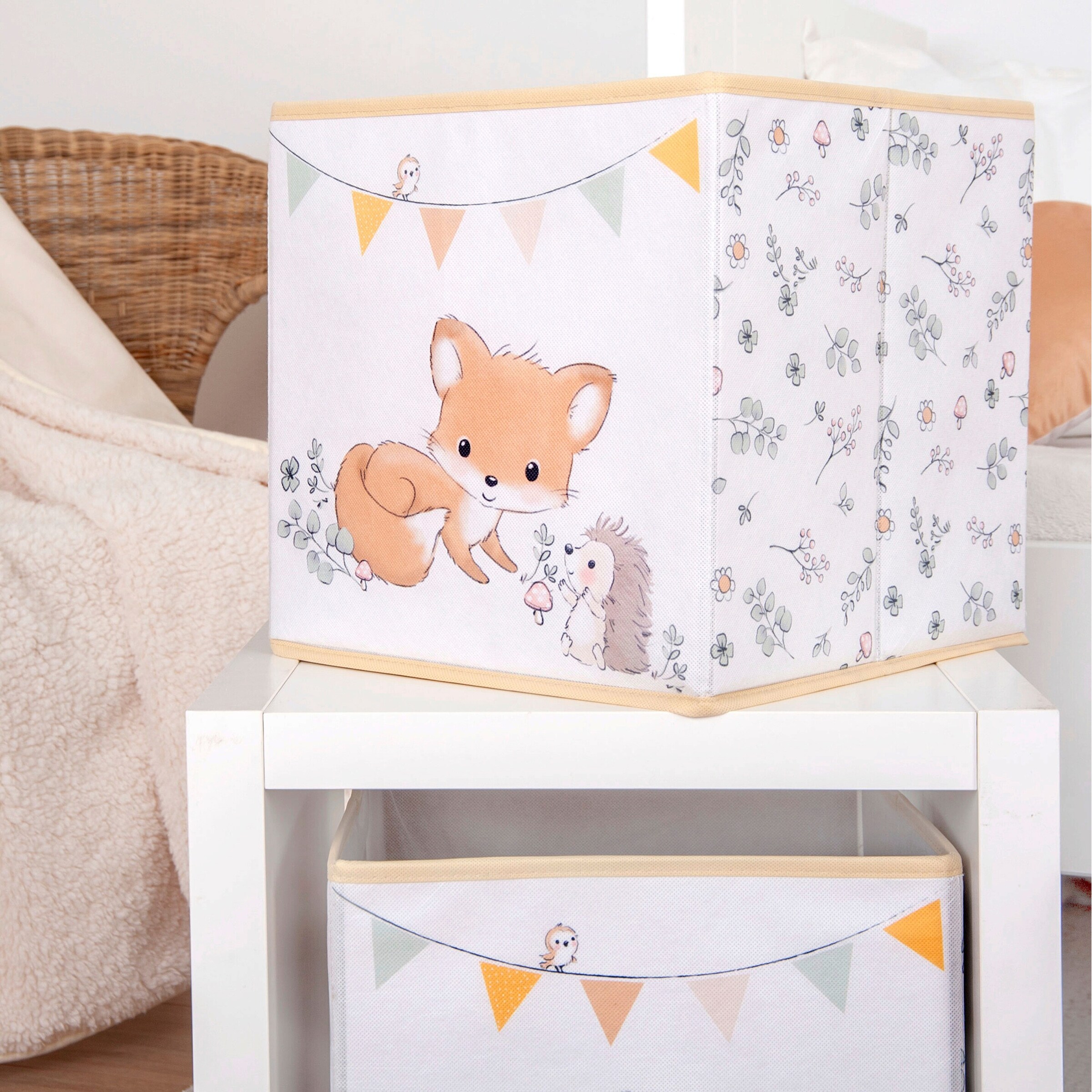 Baby Best Aufbewahrungsbox 30x30x30 cm ecru / Waldfreunde